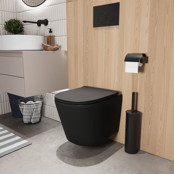 Унитаз Grossman Tornado GR-4477BMSQ подвесной Черный матовый с сиденьем Микролифт Унитаз Grossman Tornado GR-4477BMSQ подвесной Черный матовый с сиденьем Микролифт