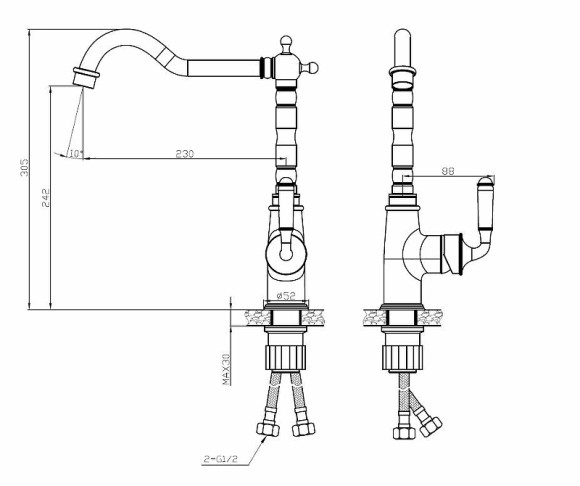 Смеситель для кухни ESKO Prague PG 519 Бронза Сатин