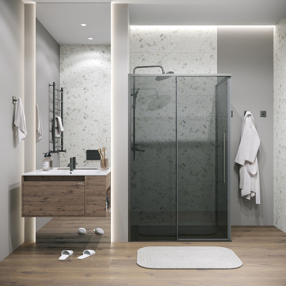 Душевой уголок Grossman Galaxy 100х90 120.K33.01.1090.42.10 профиль Графит сатин стекло тонированное Душевой уголок Grossman Galaxy 100х90 120.K33.01.1090.42.10 профиль Графит сатин стекло тонированное