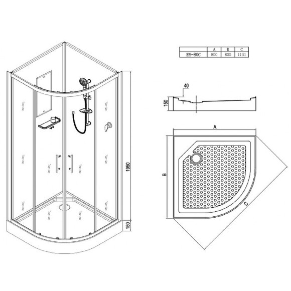 Душевая кабина Esbano ES-80C 80x80 ESKB80C без гидромассажа Душевая кабина Esbano ES-80C 80x80 ESKB80C без гидромассажа