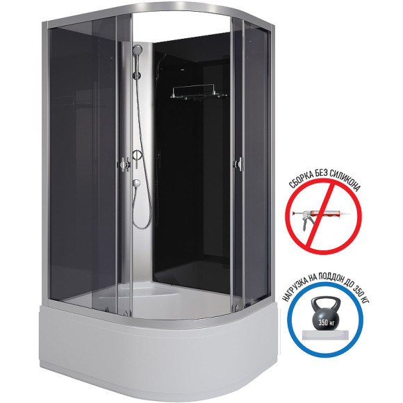 Душевая кабина Niagara Eco 110x80 R E110/80/40L/TN/BK без гидромассажа Душевая кабина Niagara Eco 110x80 R E110/80/40L/TN/BK без гидромассажа