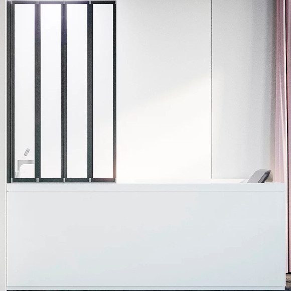 Шторка на ванну Veconi Palau PL-74BL 120 L PL74BL-120-01-19C4 профиль Черный матовый стекло прозрачное