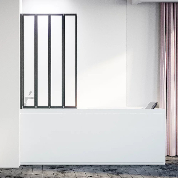 Шторка на ванну Veconi Palau PL-74BL 120 L PL74BL-120-01-19C4 профиль Черный матовый стекло прозрачное Шторка на ванну Veconi Palau PL-74BL 120 L PL74BL-120-01-19C4 профиль Черный матовый стекло прозрачное