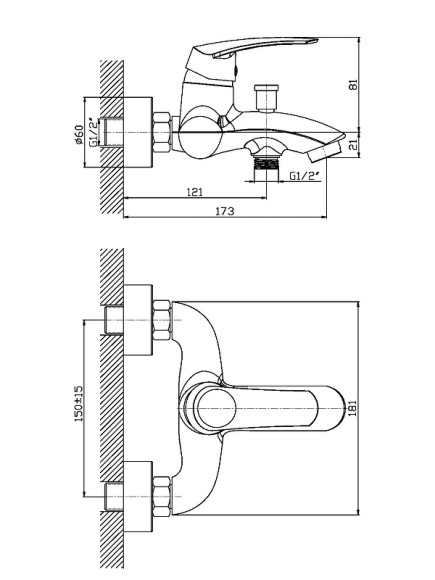 Смеситель для ванны Orange Alfi M18-100br Бронза