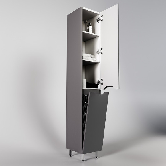 Шкаф пенал Style Line Марелла 30 Люкс Plus СС-00002420 с бельевой корзиной Серый матовый антискрейтч Шкаф пенал Style Line Марелла 30 Люкс Plus СС-00002420 с бельевой корзиной Серый матовый антискрейтч