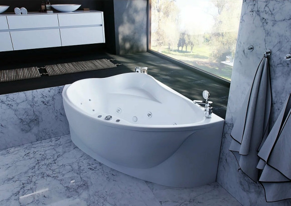 Акриловая ванна Aquatek Альтаир 158x119 L ALT160-0000067 без гидромассажа с фронтальной панелью с каркасом (вклеенный) со слив-переливом