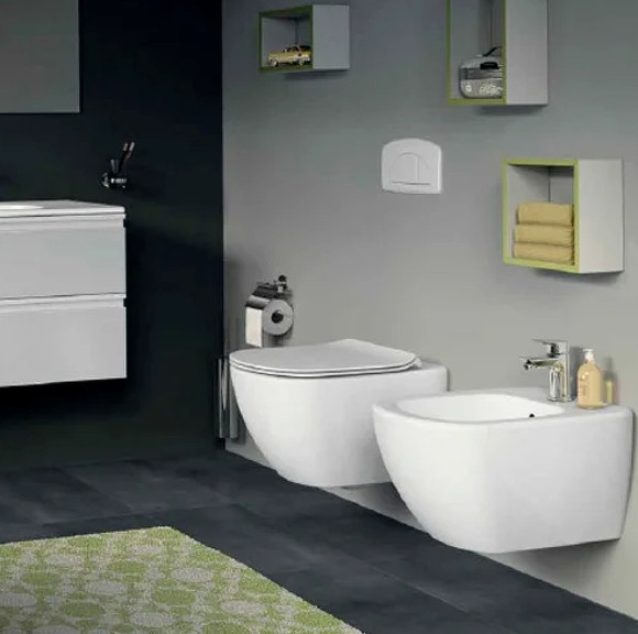 Комплект унитаза с инсталляцией Ideal Standard Tesi Aqua Blade TT00002/115AA с сиденьем Микролифт и клавишей смыва Хром