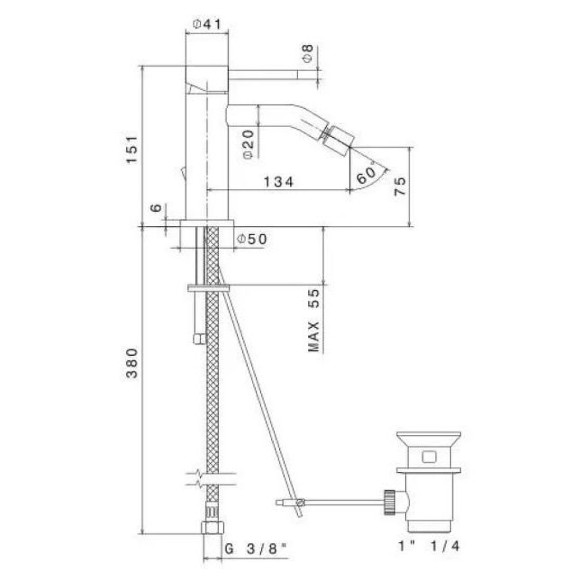 Смеситель для биде Kerama Marazzi Eterna 69623XKM.59.067 Брашированная медь Смеситель для биде Kerama Marazzi Eterna 69623XKM.59.067 Брашированная медь