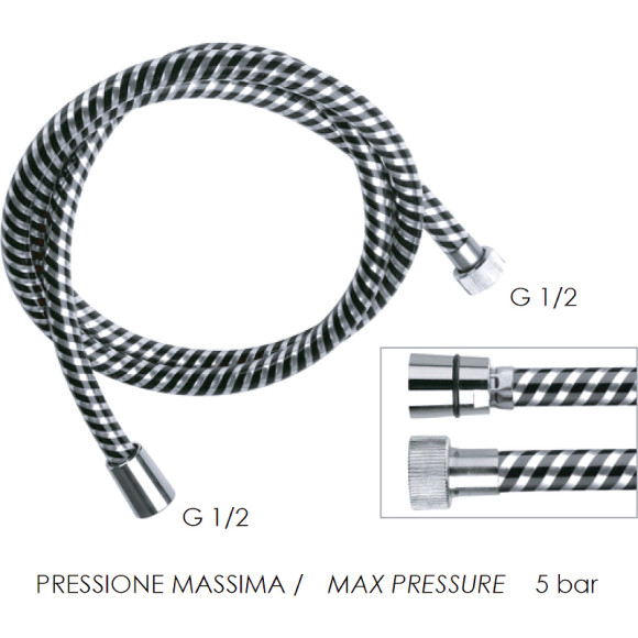 Душевой шланг Remer 332CNNC150 Хром Черный глянец Душевой шланг Remer 332CNNC150 Хром Черный глянец