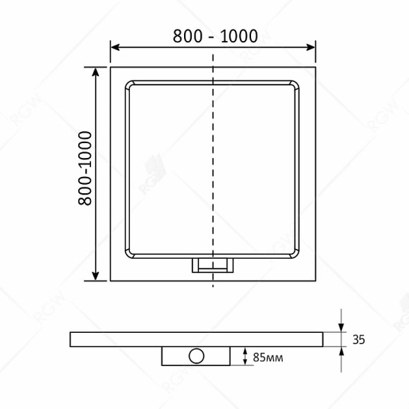 Душевой поддон из искусственного камня RGW GWS-01 100x100 03150100-01 Белый Душевой поддон из искусственного камня RGW GWS-01 100x100 03150100-01 Белый