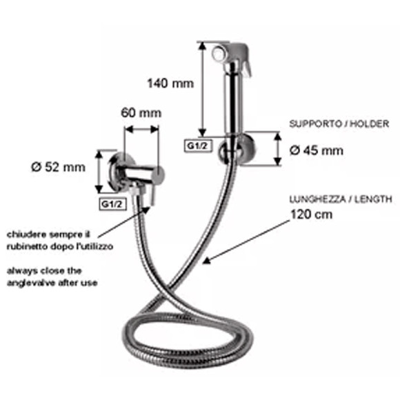 Гигиенический душ с запорным вентилем Remer 332REL Хром Гигиенический душ с запорным вентилем Remer 332REL Хром