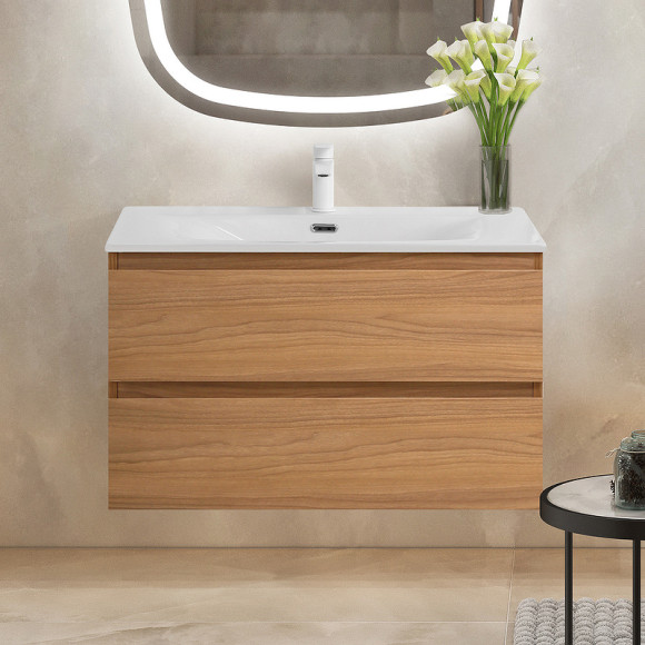 Тумба под раковину Cezares Molveno 90 MOLVENO-90-2C-SO-NC подвесная Noce Chiaro