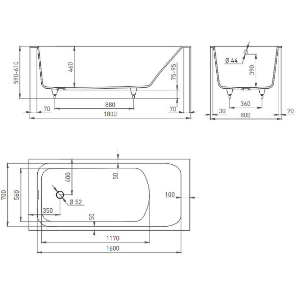 Ванна из искусственного камня Salini Orlanda 180х80 102022M Белая матовая Ванна из искусственного камня Salini Orlanda 180х80 102022M Белая матовая