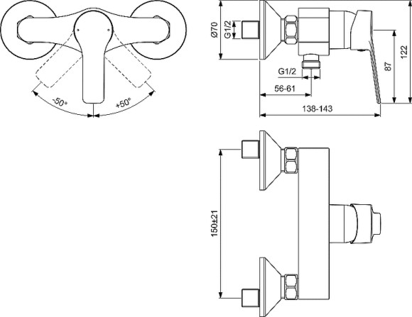 Смеситель для душа Ideal Standard Entella BC235AA Хром Смеситель для душа Ideal Standard Entella BC235AA Хром