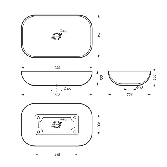 Раковина-чаша Sanita Luxe Infinity 60 WB.CT/Infinity/60-N/WHT.G/S1 Белая