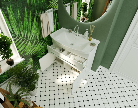 Тумба под раковину 1MarKa Lina New 85Н У94493 Белый глянец