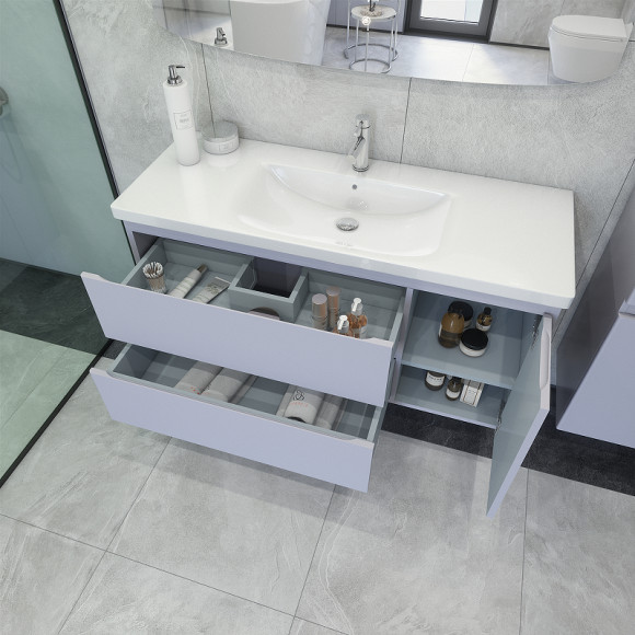 Тумба под раковину Caprigo Forte 120 36117R-SF028 подвесная Серая матовая