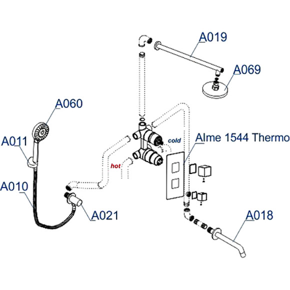 Душевая система WasserKRAFT Alme A171519 Thermo с термостатом Хром Душевая система WasserKRAFT Alme A171519 Thermo с термостатом Хром