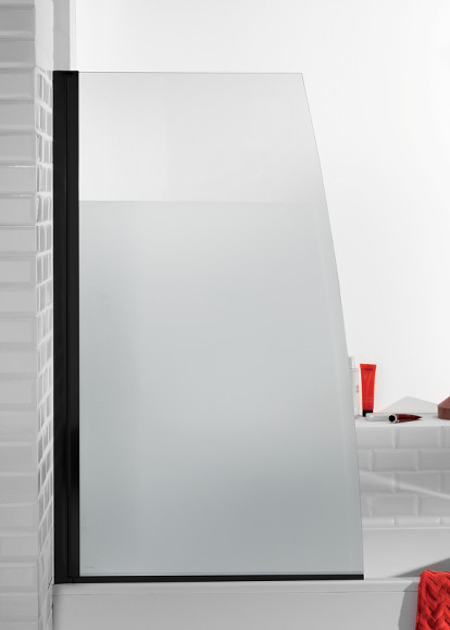 Шторка на ванну Jacob Delafon Serenity 90x145 E4933-BL профиль Черный матовый стекло матовое