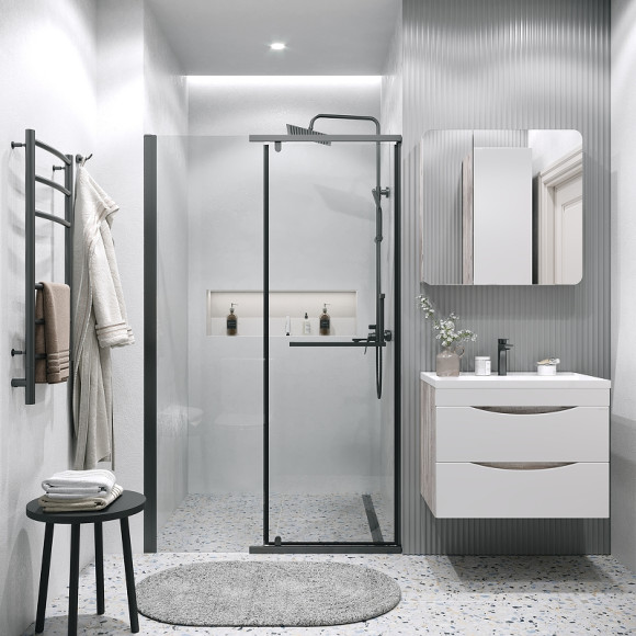 Душевая дверь Grossman Pragma 100 100.K33.03.100.21.00 профиль Черный матовый стекло прозрачное Душевая дверь Grossman Pragma 100 100.K33.03.100.21.00 профиль Черный матовый стекло прозрачное