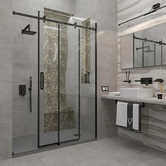 Душевая дверь Veconi Vianno VN-74B 120 VN74B-120-01-C4 профиль Черный матовый стекло прозрачное Душевая дверь Veconi Vianno VN-74B 120 VN74B-120-01-C4 профиль Черный матовый стекло прозрачное