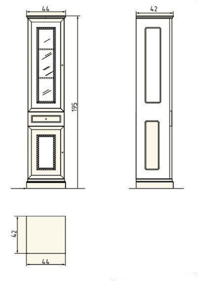 Шкаф пенал Migliore Ravenna 44 R 27074 Слоновая кость Золото
