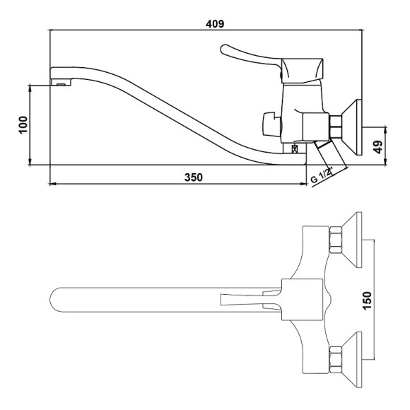 Смеситель для ванны Kaiser Verona 29055B универсальный Хром