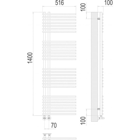 Водяной полотенцесушитель Terminus Астра П28 70х1400 4670078530516 Хром, нижнее подключение, G 1/2" ВР, с комплектом вентилей Водяной полотенцесушитель Terminus Астра П28 70х1400 4670078530516 Хром, нижнее подключение, G 1/2" ВР, с комплектом вентилей