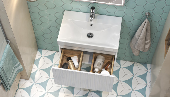 Тумба под раковину Velvex Compo 60 tp.COM.9696.60.1Y подвесная Белая глянцевая