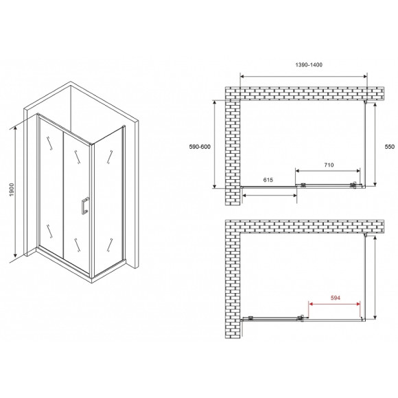 Душевой уголок Abber Schwarzer Diamant 140x60 AG301405-S605 профиль Хром стекло прозрачное Душевой уголок Abber Schwarzer Diamant 140x60 AG301405-S605 профиль Хром стекло прозрачное