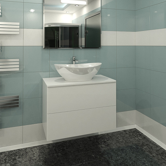 Тумба под раковину Orange Otto Ot-75TuMDF подвесная Белый глянцевый