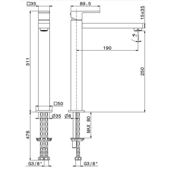 Смеситель для раковины Kerama Marazzi Futura 66419KM.21.018 Хром Смеситель для раковины Kerama Marazzi Futura 66419KM.21.018 Хром