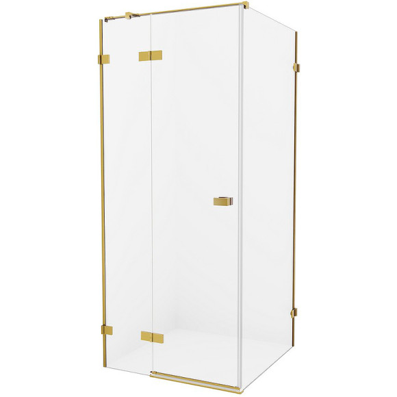Душевой уголок New Trendy Avexa Gold 100х90 L EXK-1756 профиль Брашированное золото стекло прозрачное