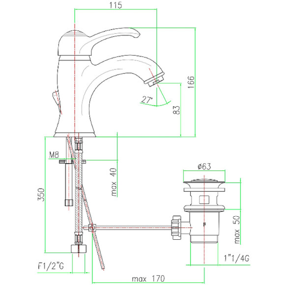 Смеситель для раковины Webert Aurora AU830102065 Бронза Смеситель для раковины Webert Aurora AU830102065 Бронза