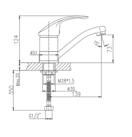 Смеситель для раковины Haiba HB4521-2 Хром