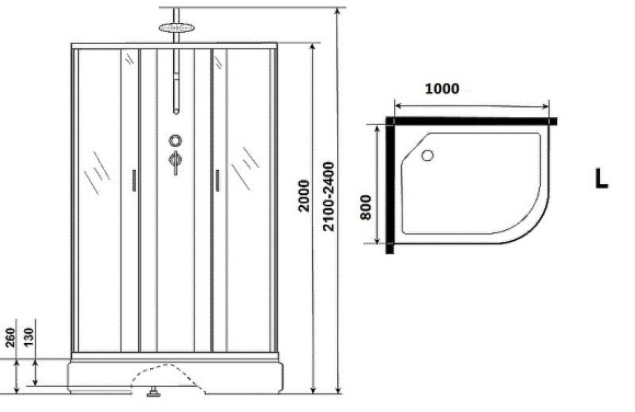 Душевая кабина Niagara Classic 100х80 L NG-33084-14LBKT без гидромассажа Душевая кабина Niagara Classic 100х80 L NG-33084-14LBKT без гидромассажа