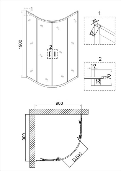 Душевой уголок Niagara Nova 90х90 NG-6406-08 GOLD профиль Желтое золото стекло прозрачное Душевой уголок Niagara Nova 90х90 NG-6406-08 GOLD профиль Желтое золото стекло прозрачное