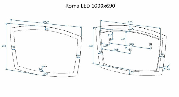 Зеркало Art&Max Roma AM-Rom-1000-700-DS-F с подсветкой с сенсорным выключателем Зеркало Art&Max Roma AM-Rom-1000-700-DS-F с подсветкой с сенсорным выключателем