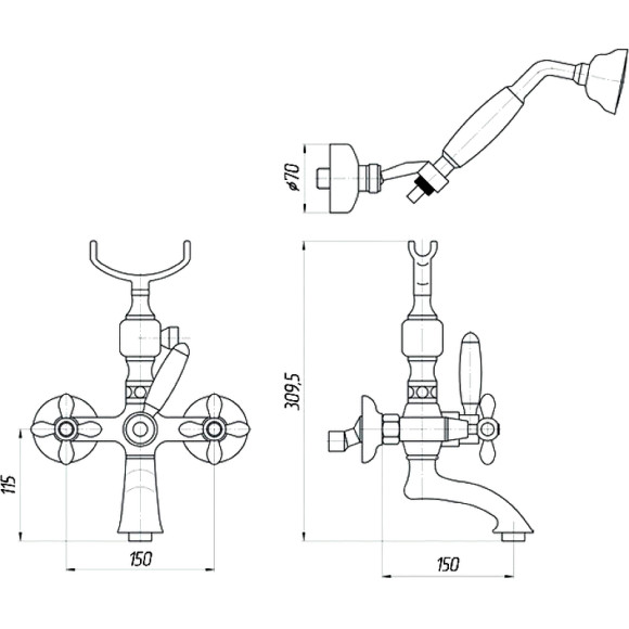 Смеситель для ванны Migliore Princeton Plus ML.PRP-8002.CRDO Хром Золото