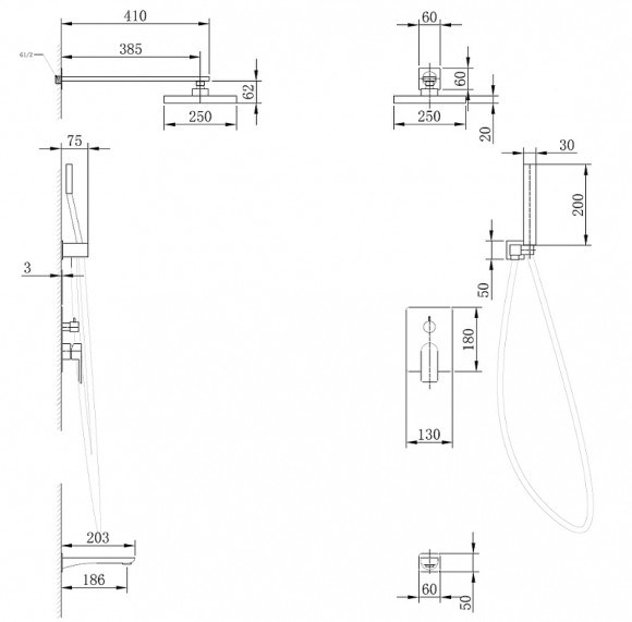Душевая система Abber Weiss Insel AF8017B Черная матовая Душевая система Abber Weiss Insel AF8017B Черная матовая