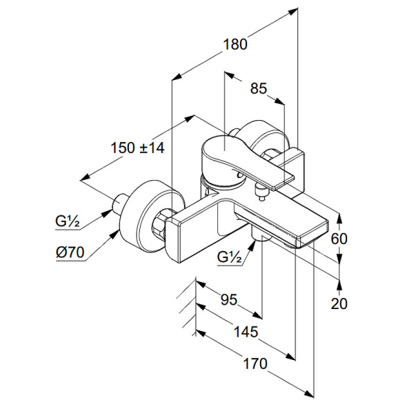Смеситель для ванны Kludi Zenta SL 486703965 Черный матовый