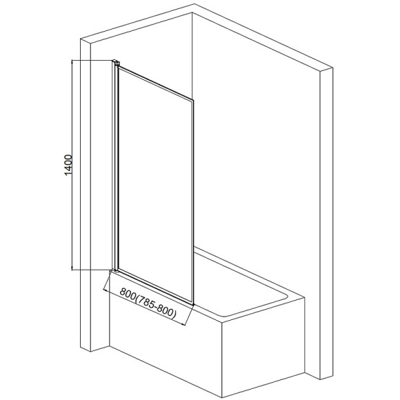 Шторка на ванну AQUAme 80 L AQM2859-L профиль Черный матовый стекло прозрачное Шторка на ванну AQUAme 80 L AQM2859-L профиль Черный матовый стекло прозрачное