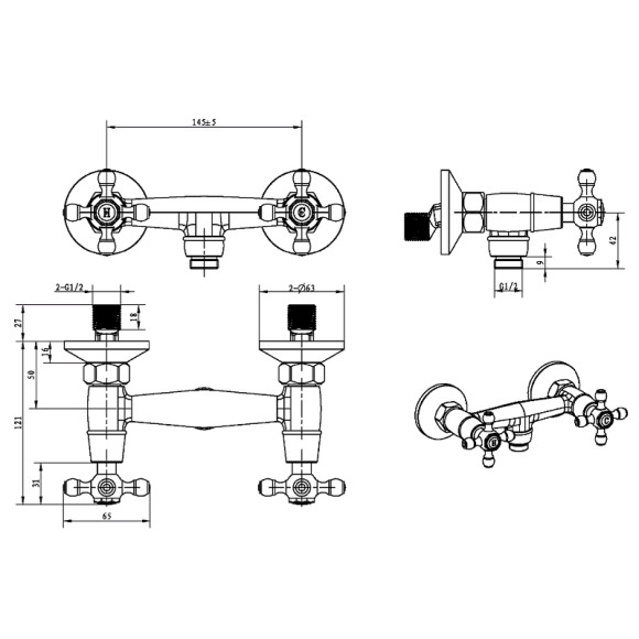 Смеситель для душа Boheme Camelia 294 Золото