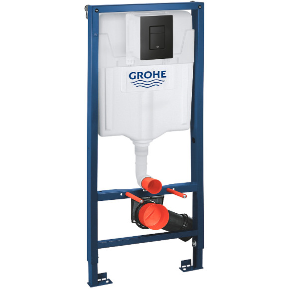 Комплект унитаза CeramaLux 2197 с инсталляцией Grohe Rapid SL 38811KF0 с сиденьем Микролифт и Черной матовой клавишей смыва Комплект унитаза CeramaLux 2197 с инсталляцией Grohe Rapid SL 38811KF0 с сиденьем Микролифт и Черной матовой клавишей смыва