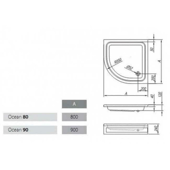 Акриловый поддон для душа Kolpa San Ocean 80х80 563050 Белый Акриловый поддон для душа Kolpa San Ocean 80х80 563050 Белый