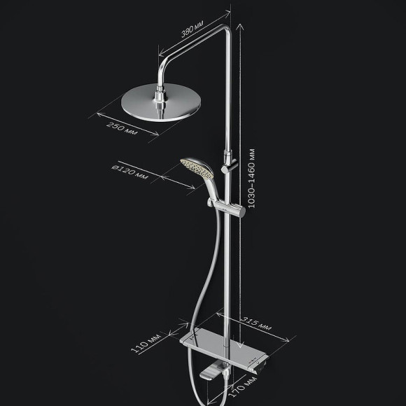 Душевая система AM.PM Spirit V2.0 F0770A500 с термостатом Хром Душевая система AM.PM Spirit V2.0 F0770A500 с термостатом Хром