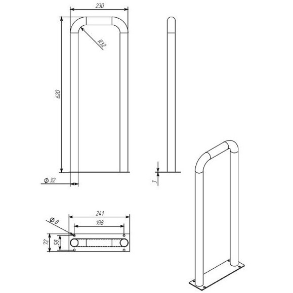Поручень Aquatek POR-0000002 Хром