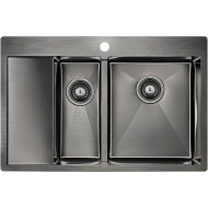 Кухонная мойка Paulmark Kroner 78/2SF PM227851-GMR Вороненая сталь Кухонная мойка Paulmark Kroner 78/2SF PM227851-GMR Вороненая сталь