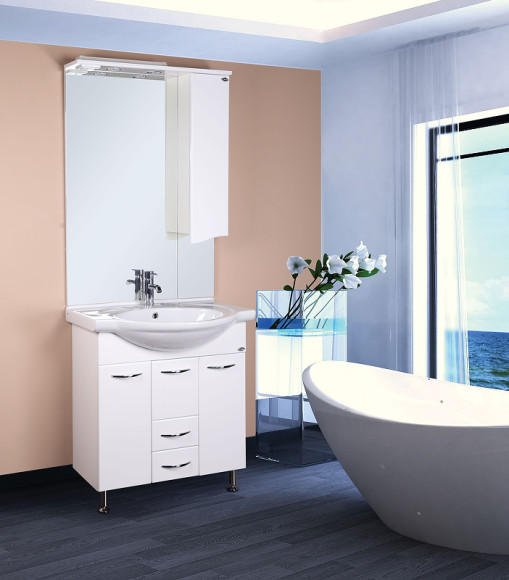 Зеркало со шкафом Onika Моника 75.01 R 207507 с подсветкой Белое Зеркало со шкафом Onika Моника 75.01 R 207507 с подсветкой Белое