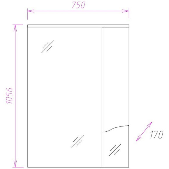 Зеркало со шкафом Onika Моника 75.01 R 207507 с подсветкой Белое Зеркало со шкафом Onika Моника 75.01 R 207507 с подсветкой Белое